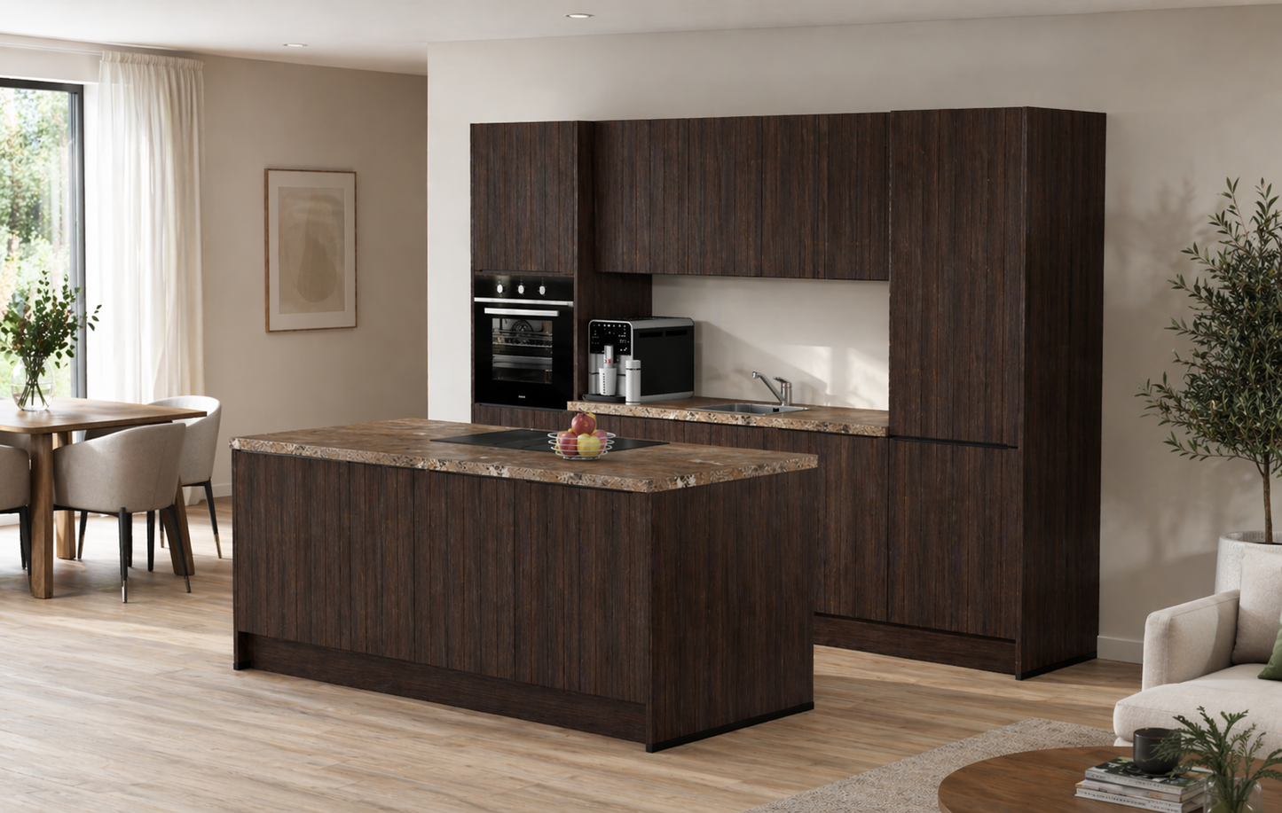 Eilandkeuken Evina 4001 Donker eiken